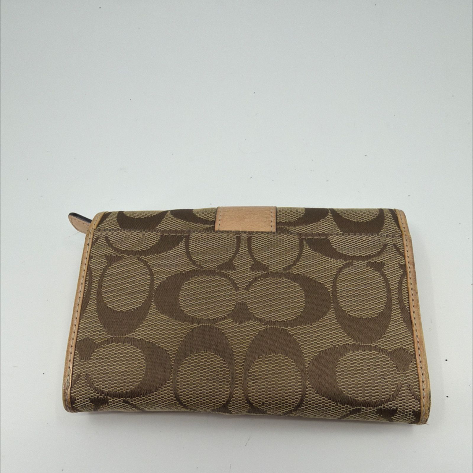 Coach Coach Signature C Flap BrownTan Coated Canvas Leather Wallet Size ONE SIZE - 3 Thumbnail
