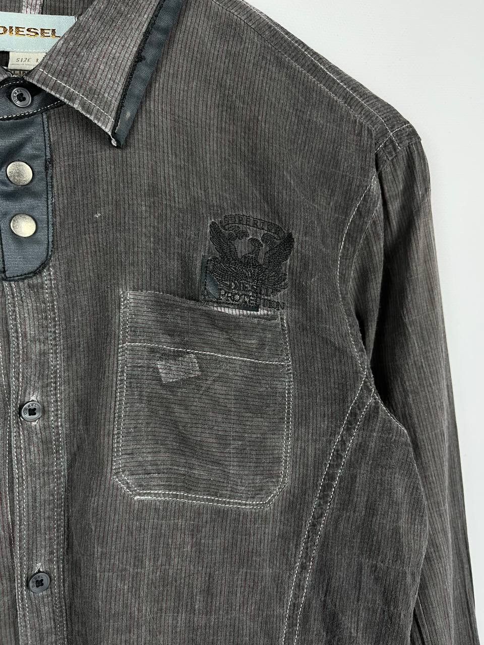 Diesel VINTAGE DIESEL Industry Grey Ribbed Shirt Eagle Embroidery Size US L / EU 52-54 / 3 - 3 Thumbnail