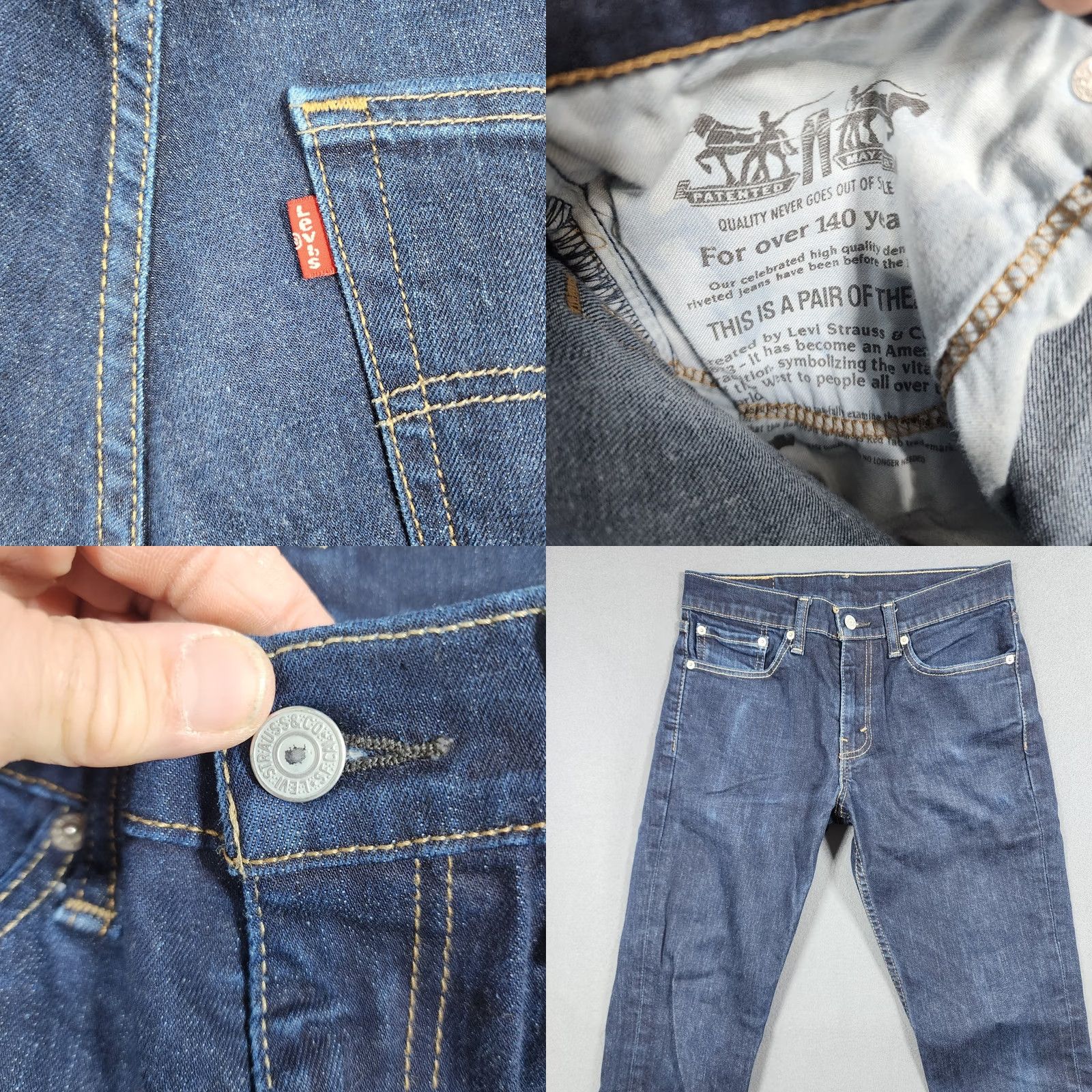 Levi's Levis Jeans Men 30x29 Dark Wash Blue Slim Straight Workwear Casual Tagged 31x30 Size US 30 / EU 46 - 8 Thumbnail
