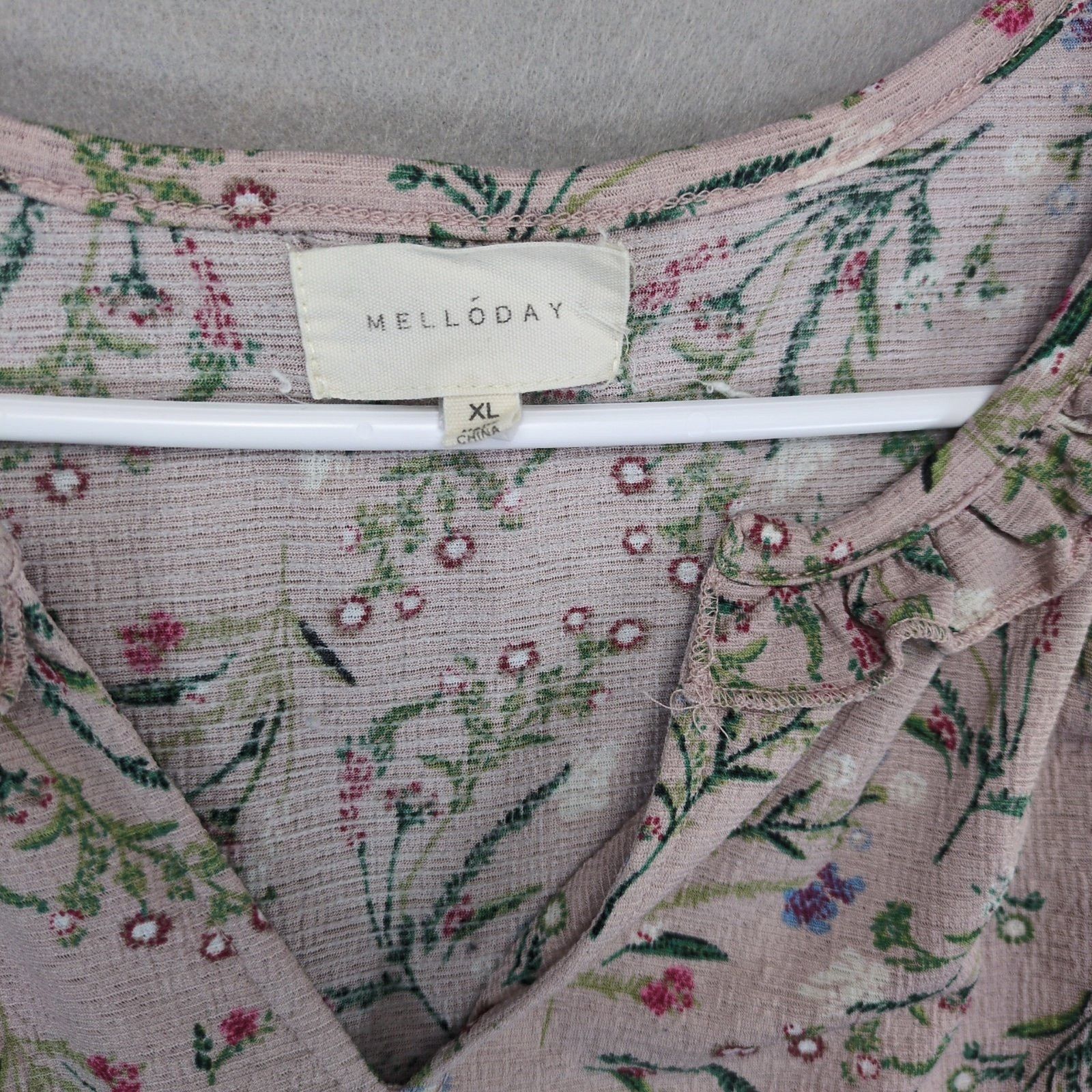 Other Melloday Women's XL Pink Floral Puff Sleeve Blouse Size XL / US 12-14 / IT 48-50 - 2 Thumbnail