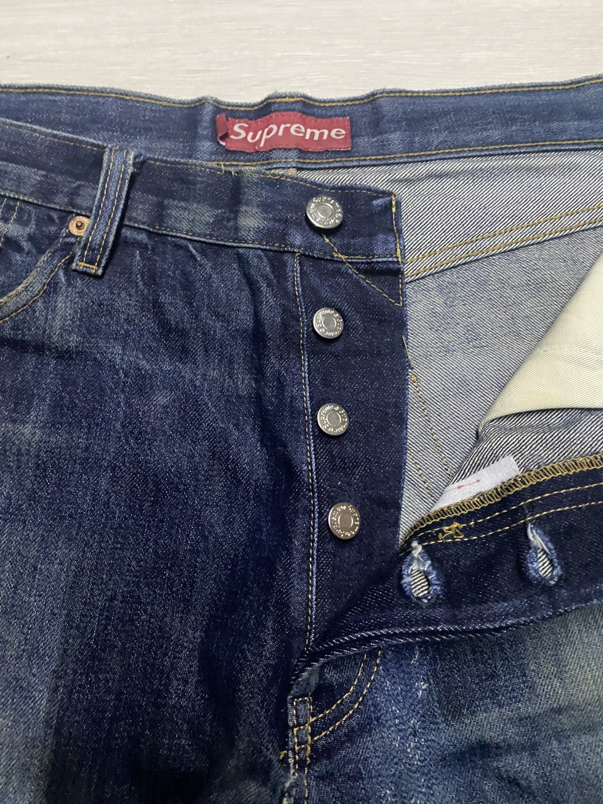 Supreme Vintage Supreme Denim Selvedge Baggy Heavy Repair Jeans Size US 33 - 14 Thumbnail
