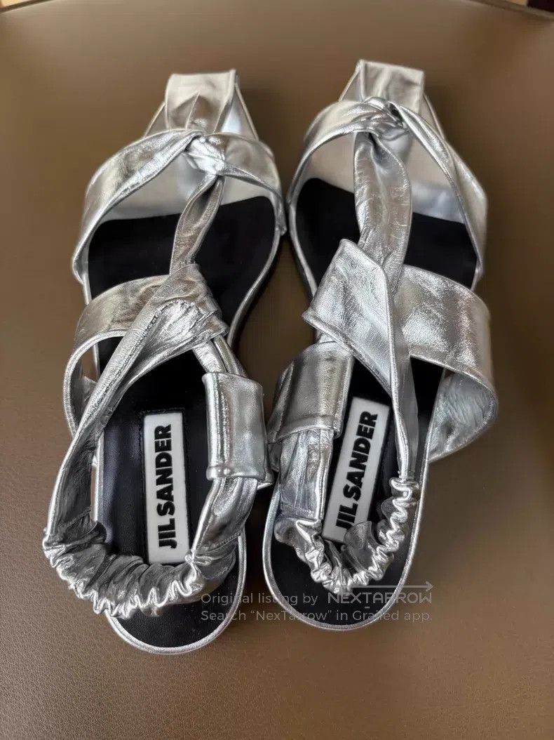 Jil Sander Jil Sander Design Metal Silver Cutout Strap Flat Sandals Size US 4.5 / IT 34.5 - 4 Thumbnail