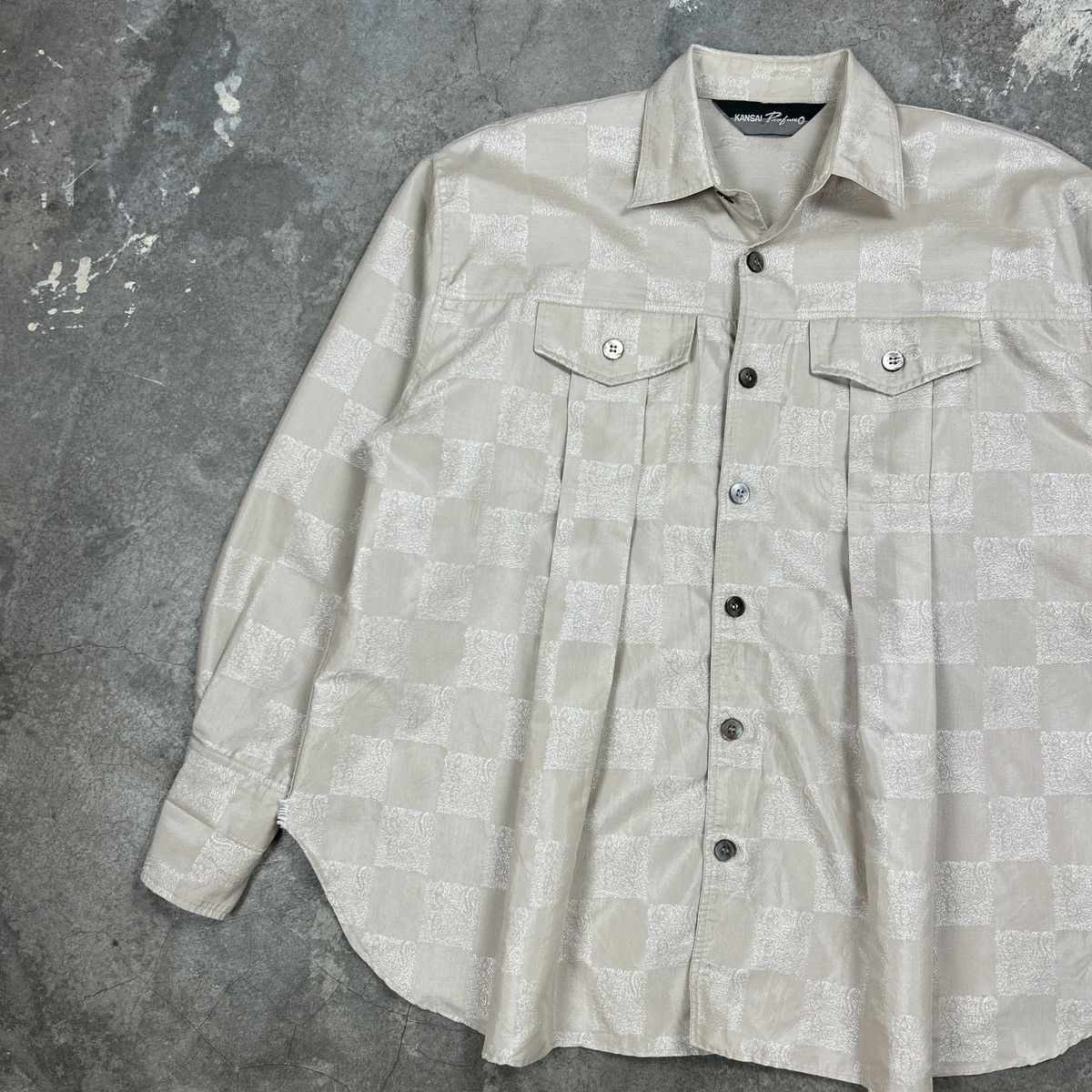 Japanese Brand × Kansai Yamamoto × Vintage 1990s Kansai Profumo - Checkered Orient Size US L / EU 52-54 / 3 - 2 Thumbnail