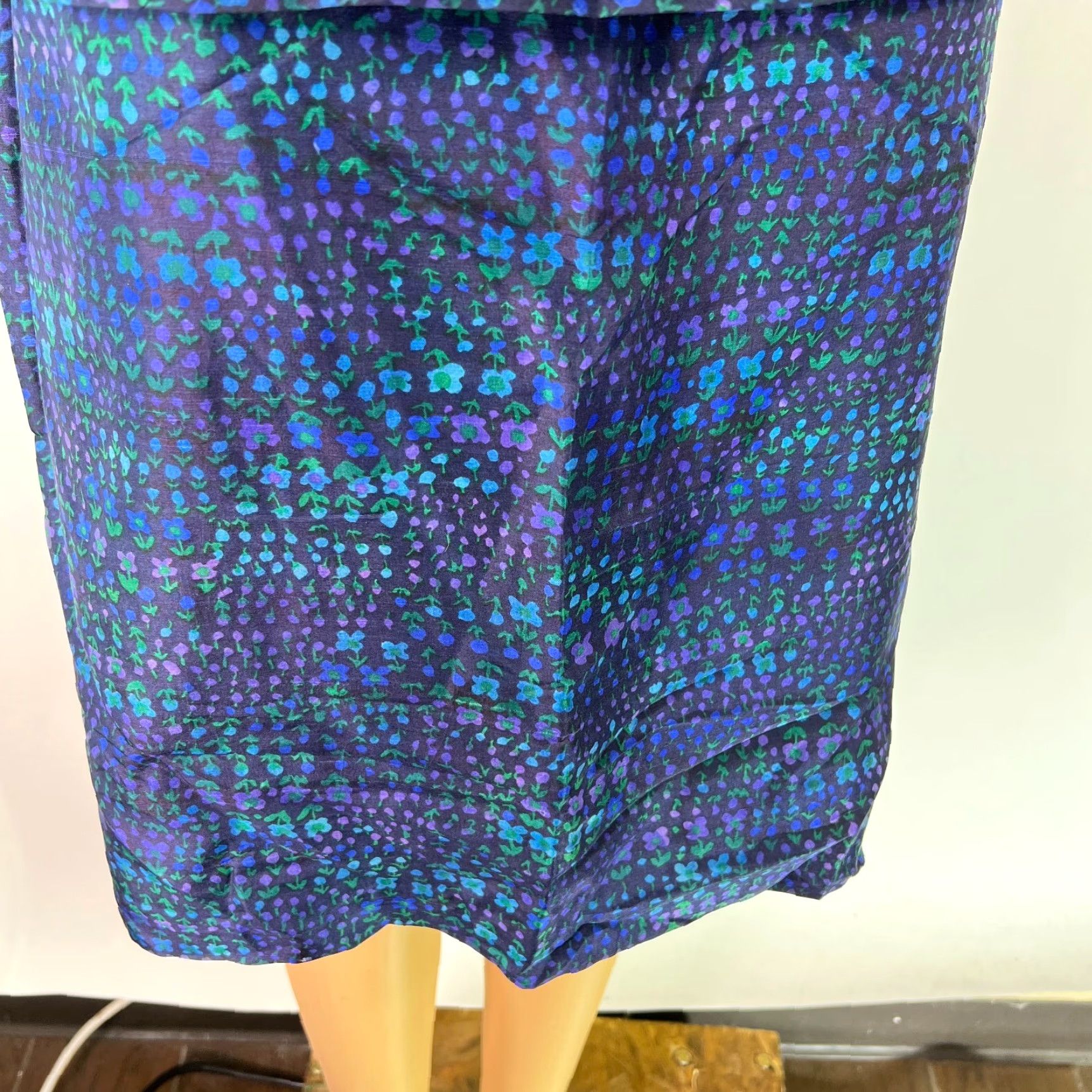 Vintage Renie Seide Women Floral Blue Suit Skirt Set 46 Casual Fall Spring Summer Winter Size 32" / US 10 / IT 46 - 5 Thumbnail