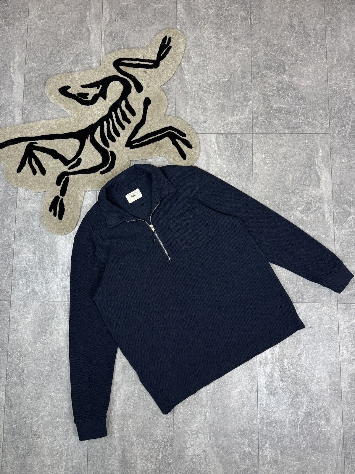 Folk Mens Folk 1/3 zip sweatshirt luxury navy hoodie polos Size US XL / EU 56 / 4 - 1 Thumbnail