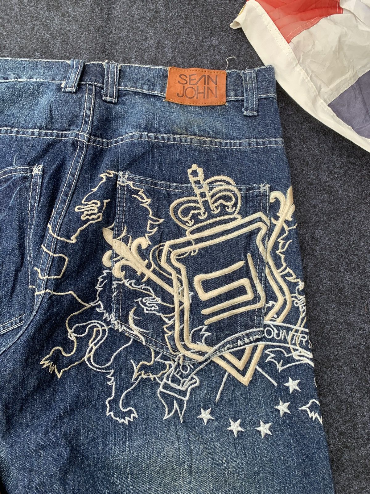 Sean John Baggy Sean John Embroidered Denim - hip-hop y2k style W34 Size US 34 / EU 50 - 3 Thumbnail