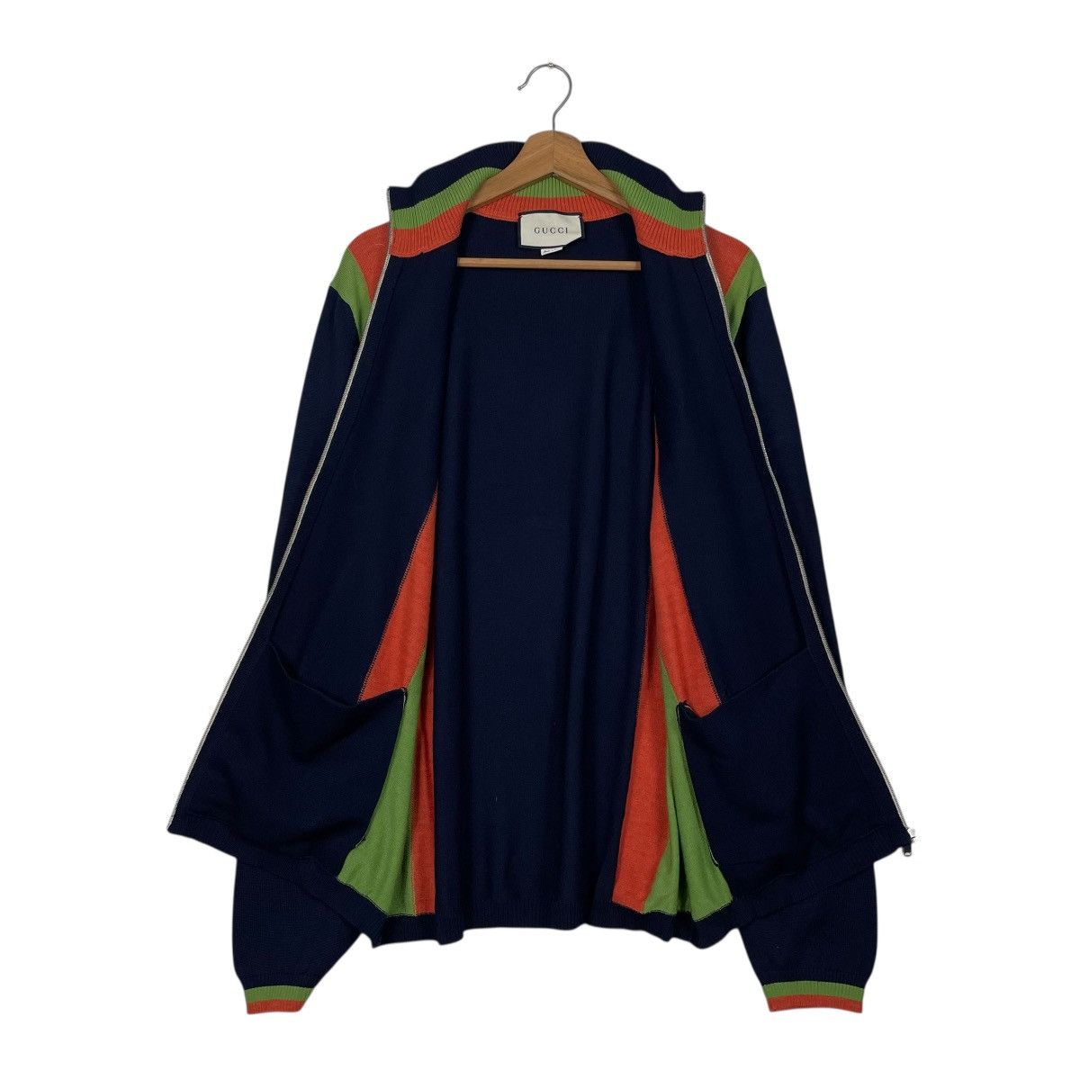 Gucci Gucci Logo-Appliquéd Striped Wool Zip-Up Sweater Jacket Size US L / EU 52-54 / 3 - 12 Thumbnail