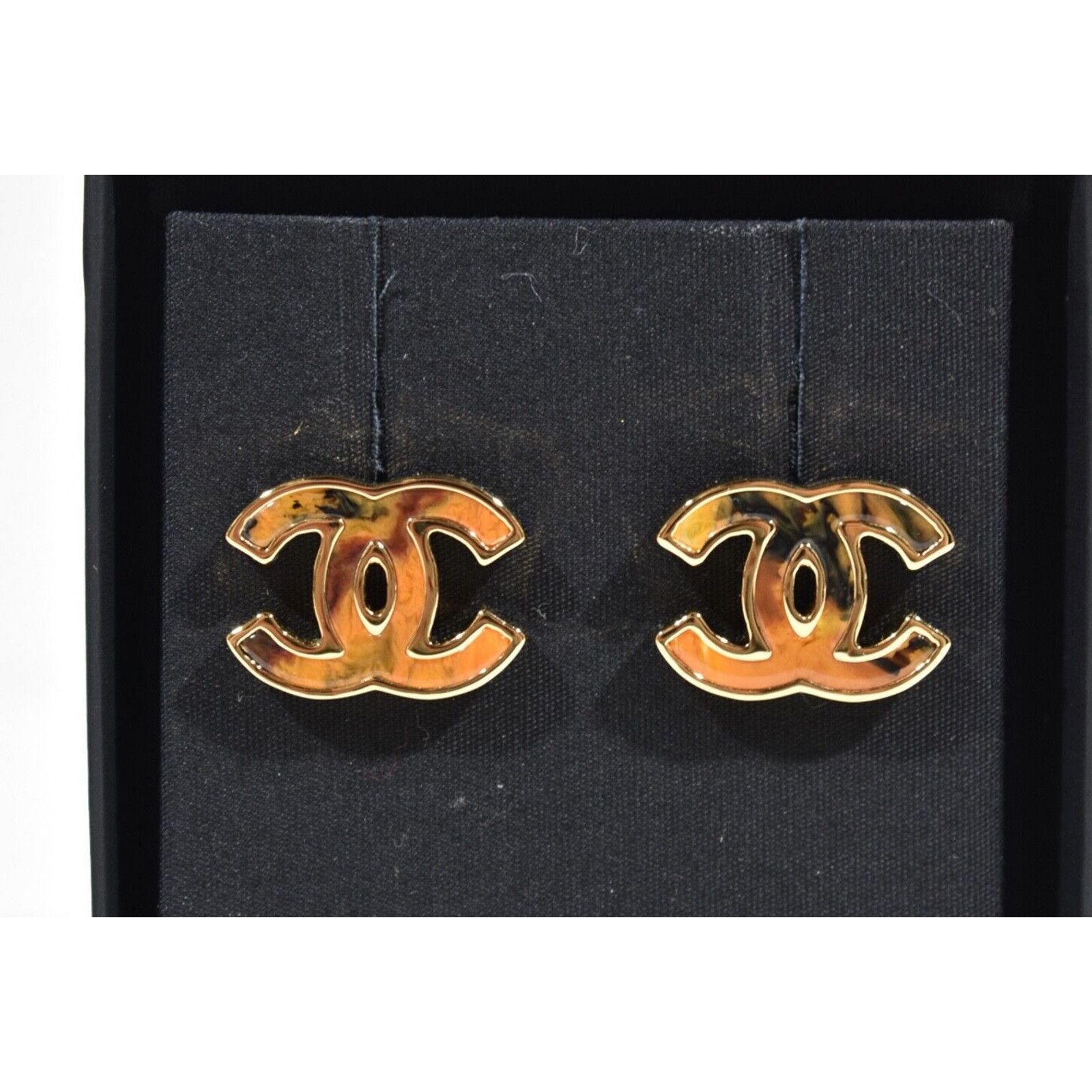 Chanel Chanel Gold Orange Red Interlocking Statement Stud Earrings Size ONE SIZE - 6 Thumbnail
