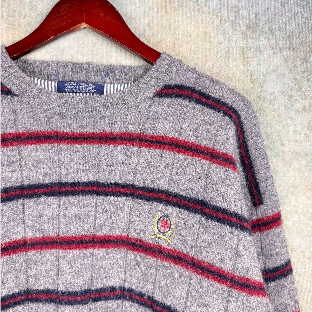 Tommy Hilfiger × Vintage VTG Tommy Hilfiger Striped Sweater Mens XL 100% Wool Size US XL / EU 56 / 4 - 5 Thumbnail