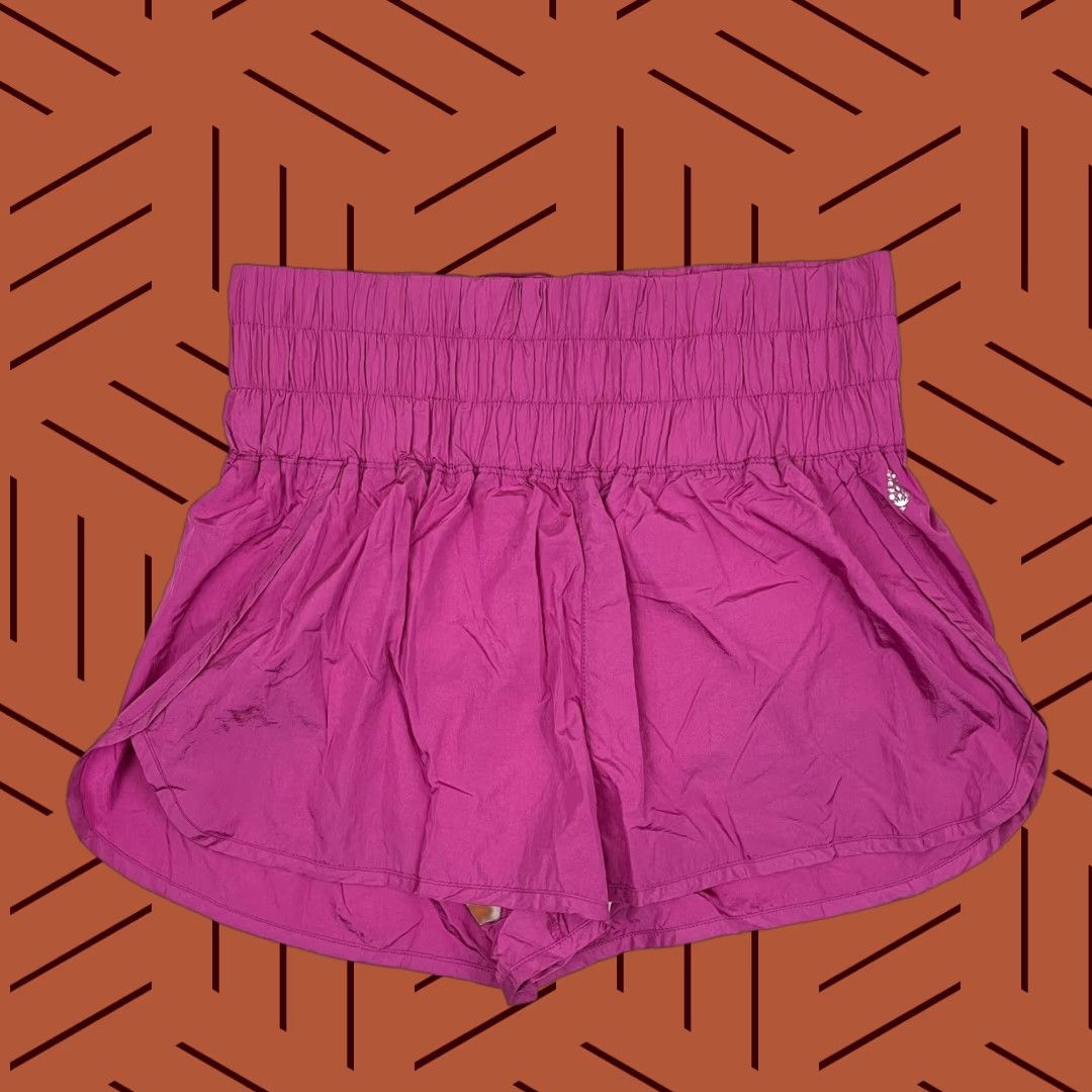 Free People VINTAGE Free People Movement The Way Home Shorts Womens XL Pink Active High Waisted Prep Size 26" / US 2 / IT 38 - 1 Thumbnail
