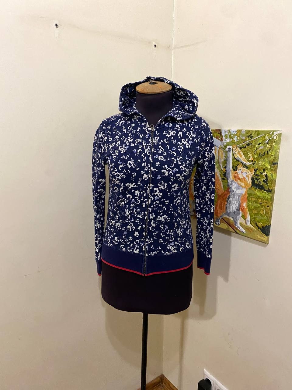 Polo Ralph Lauren Polo Ralph Lauren dark blue micro floral zip up hoodie Size S / US 4 / IT 40 - 1 Thumbnail