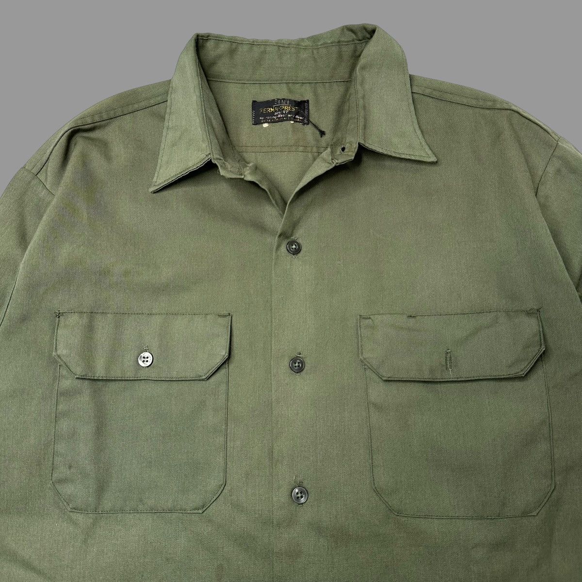 Vintage Vintage 1960s dark green blank work shirt Size US XL / EU 56 / 4 - 4 Thumbnail