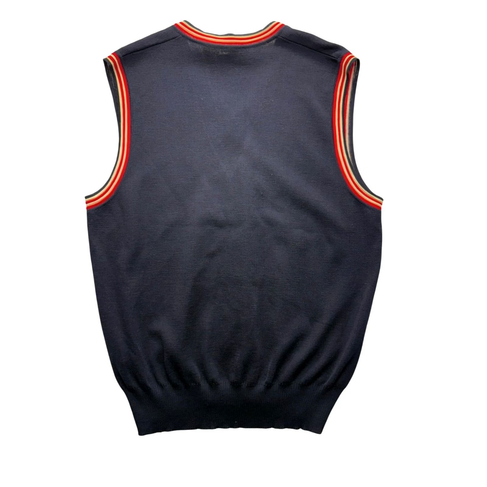 Ellesse VINTAGE Ellesse Mens Wool V-Neck Sweater Vest L Navy Wool Vest Mens L Size US L / EU 52-54 / 3 - 2 Thumbnail