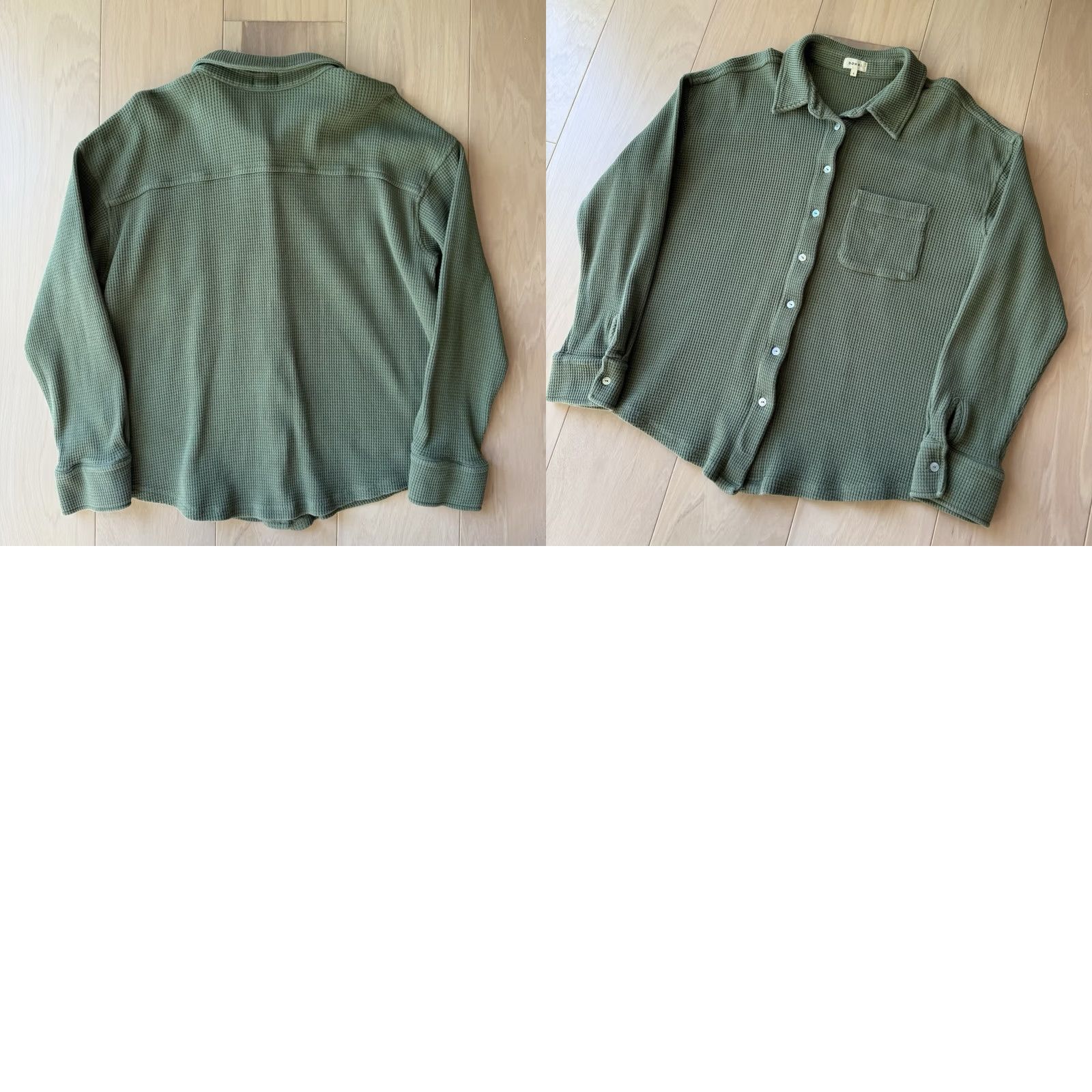 DONNI. VINTAGE Donni Waffle Button Down Women's S Green Made in USA Loungewear Boho Glam Size S / US 4 / IT 40 - 8 Thumbnail