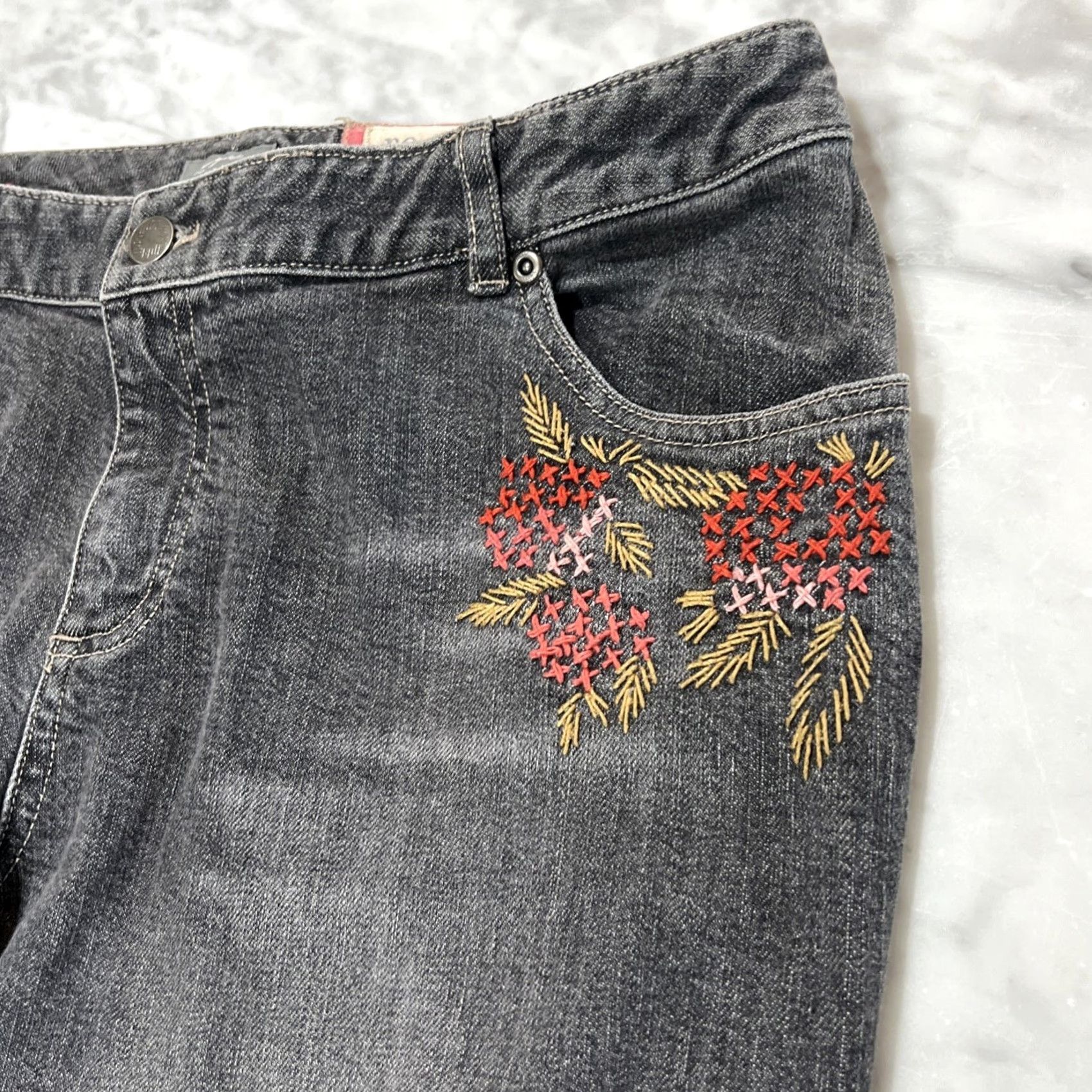 J. Jill VINTAGE J Jill Black Denim Jeans Women’s 10 Flare Embroidered Embellished Stretch 31 Inseam 5-Pocket City Hippie Bohemian Regular Womens Size 32" / US 10 / IT 46 - 6 Thumbnail