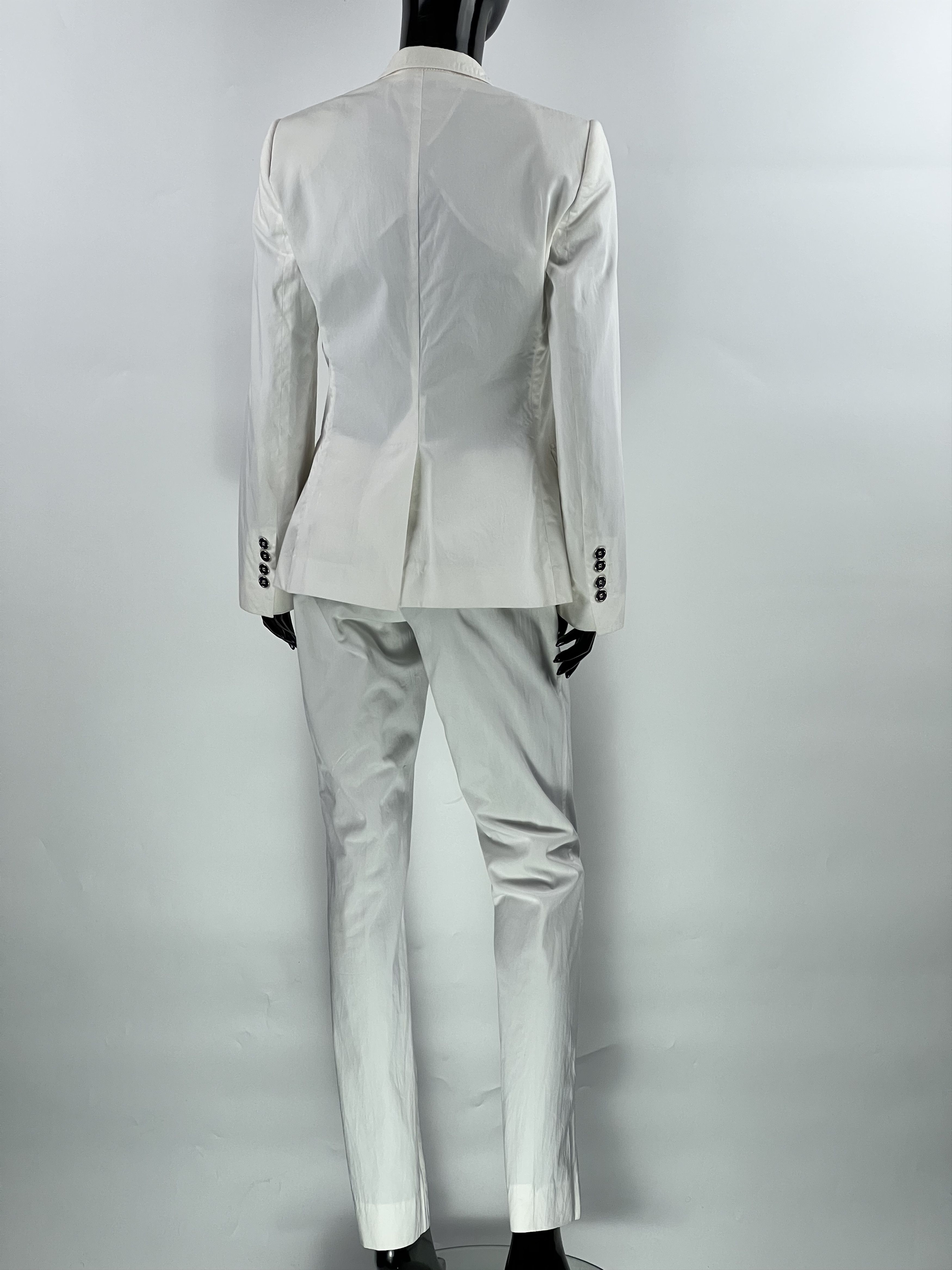 Dolce & Gabbana Dolce Gabbana Women's White Cotton Silk Suit Size IT42 Size M / US 6-8 / IT 42-44 - 3 Thumbnail