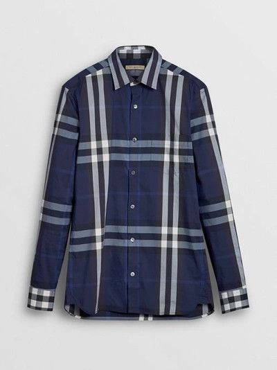 image of Burberry O1Srvl11E0524 Long Sleeve Check Cotton Shirt In Multicolor, Men's (Size Large)