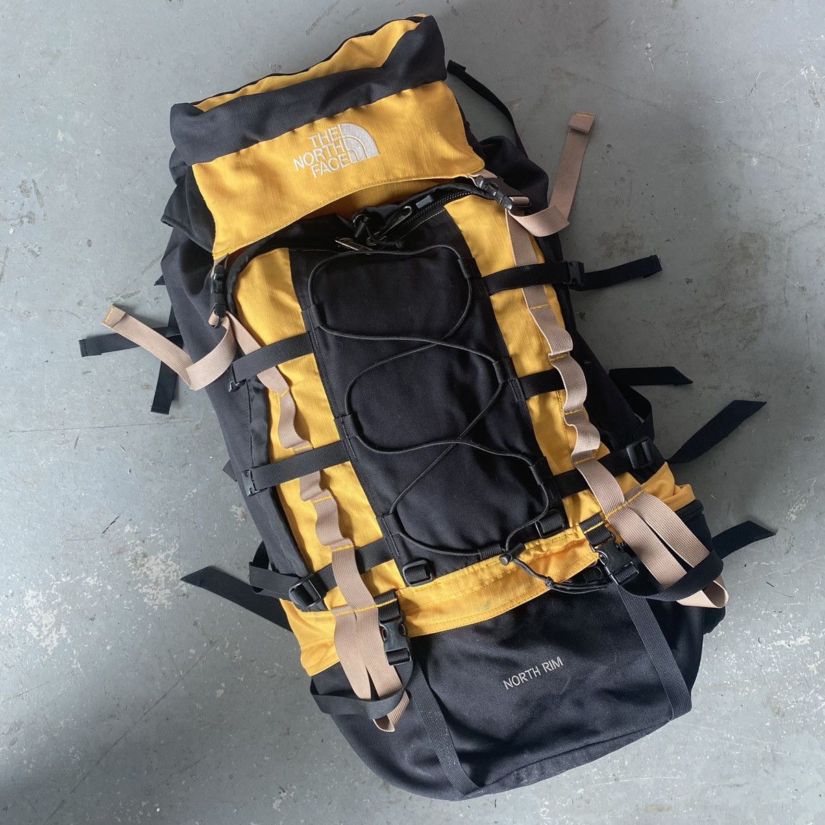 The North Face × Vintage The North Face North Rim 80L Travel Backpack  Yellow / Black | Grailed