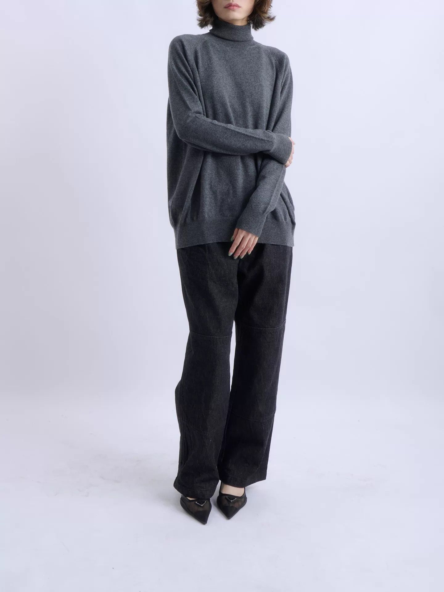 Prada PRADA Charcoal Gray Turtleneck Cashmere Sweater Size XS / US 0-2 / IT 36-38 - 3 Thumbnail