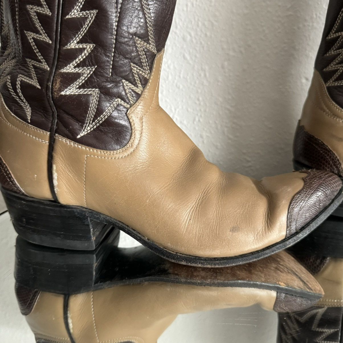 Vintage Vintage Brown Tan Leather Western Wingtip Cowboy Boots Size US 7.5 / IT 37.5 - 8 Thumbnail