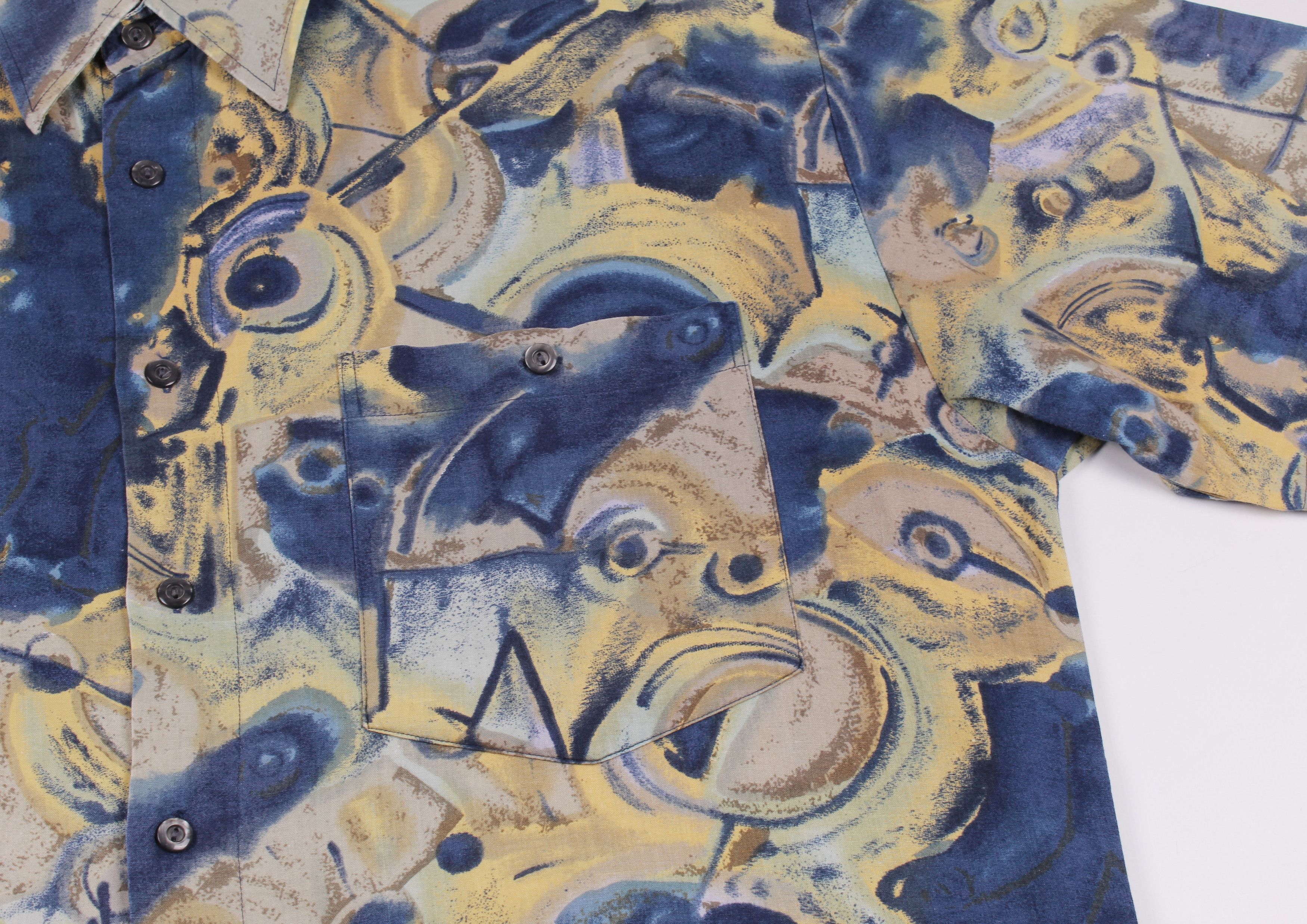 Vintage Vintage 90's Abstract Printed Short Sleeve Shirt Size US L / EU 52-54 / 3 - 3 Thumbnail