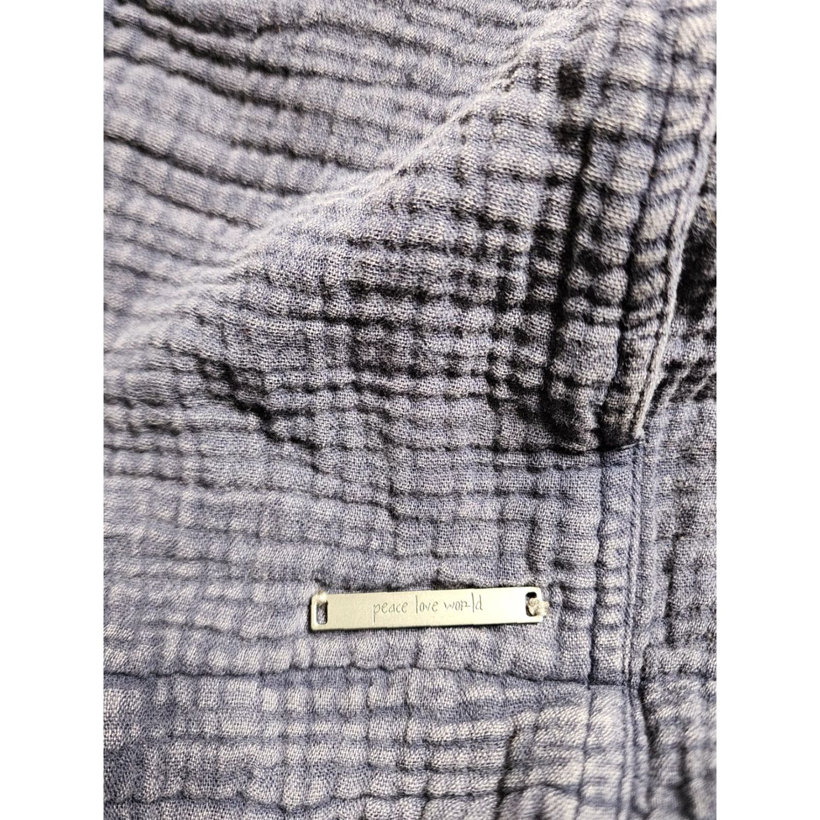 Vintage Peace Love World Womens XL Oversized Lightweight Jacket Blue Bohemian Waffle Cotton Size XL / US 12-14 / IT 48-50 - 4 Thumbnail