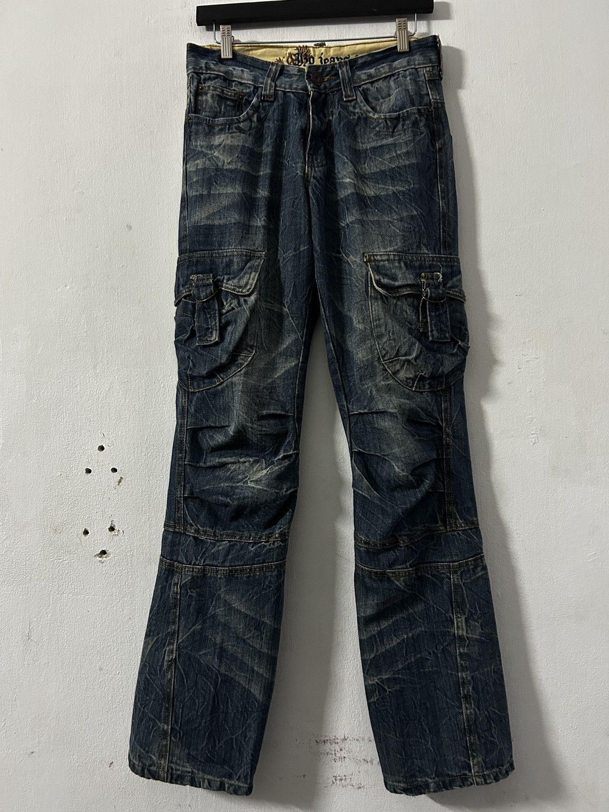 Japanese Brand 2000’s Japanese Brand dope clawmark faded cargo jeans Size US 29 - 1 Thumbnail