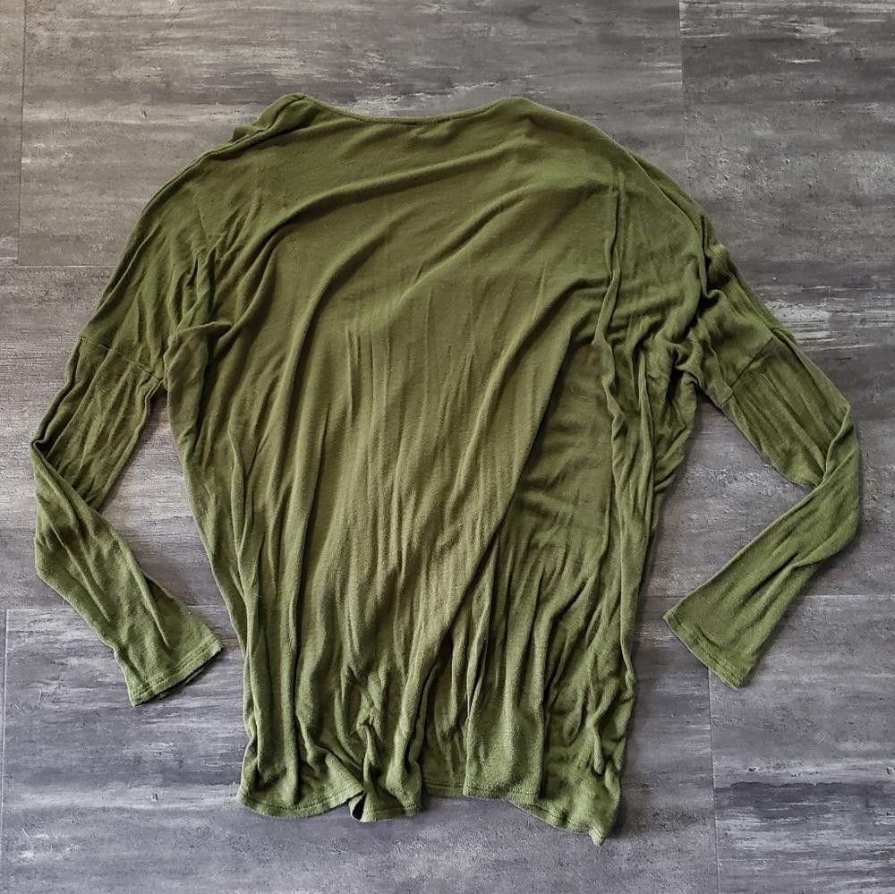 Tori Richard Olive Oversized Tobi Draped Detailed Long Sleeve Size M / US 6-8 / IT 42-44 - 2 Thumbnail