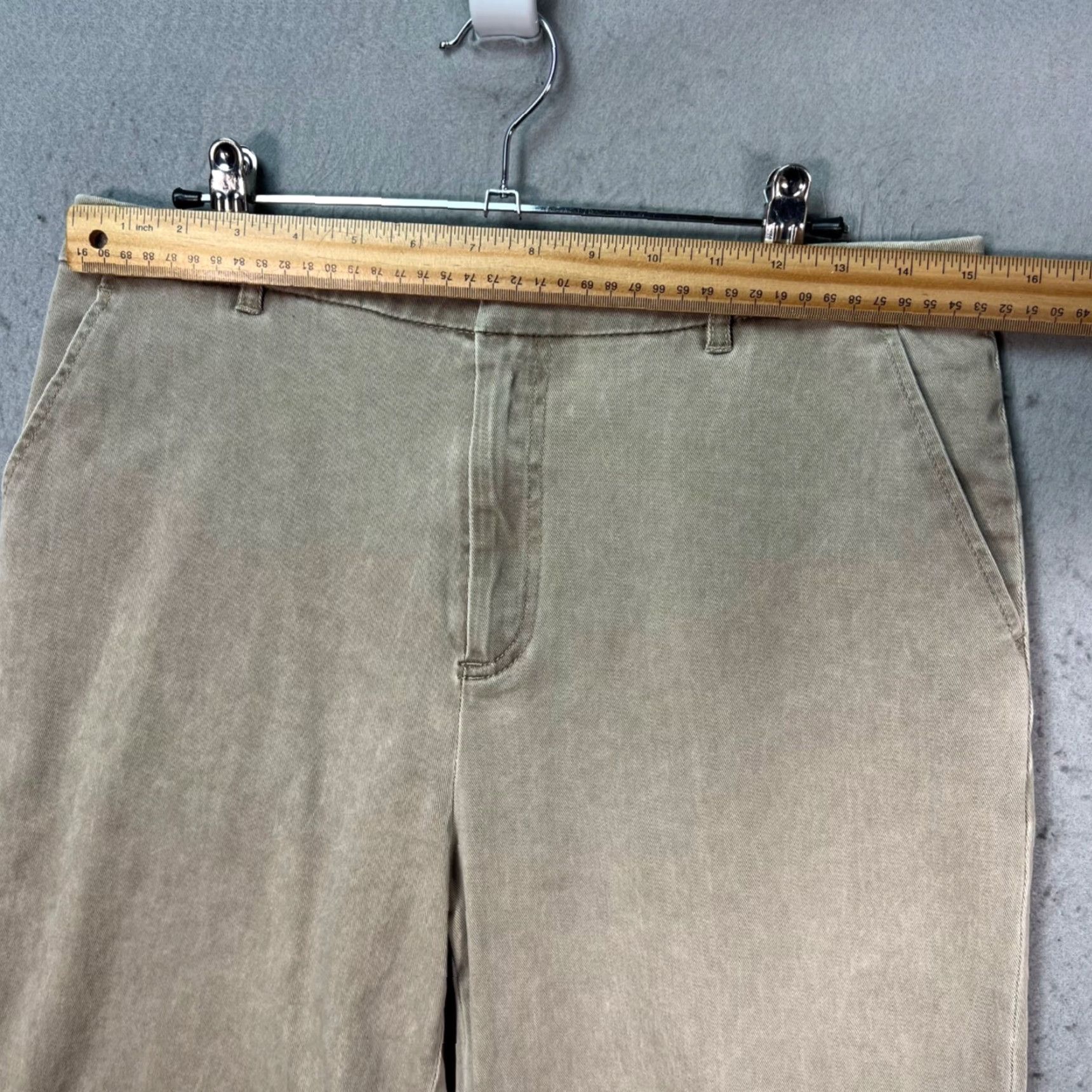 Vintage ATM Womens Cropped Beige Pants Cotton Blend High Rise Wide-Leg 8 Cropped Casual Jeans Flat Front Pockets N/A Size 30" / US 8 / IT 44 - 5 Thumbnail