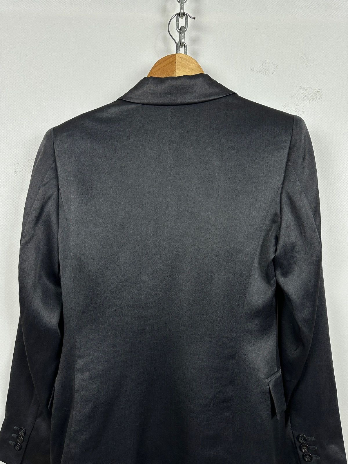 Jil Sander 90-00s Vintage Jil Sander Gray Silk Double Breasted Blazer Size XS / US 0-2 / IT 36-38 - 15 Thumbnail