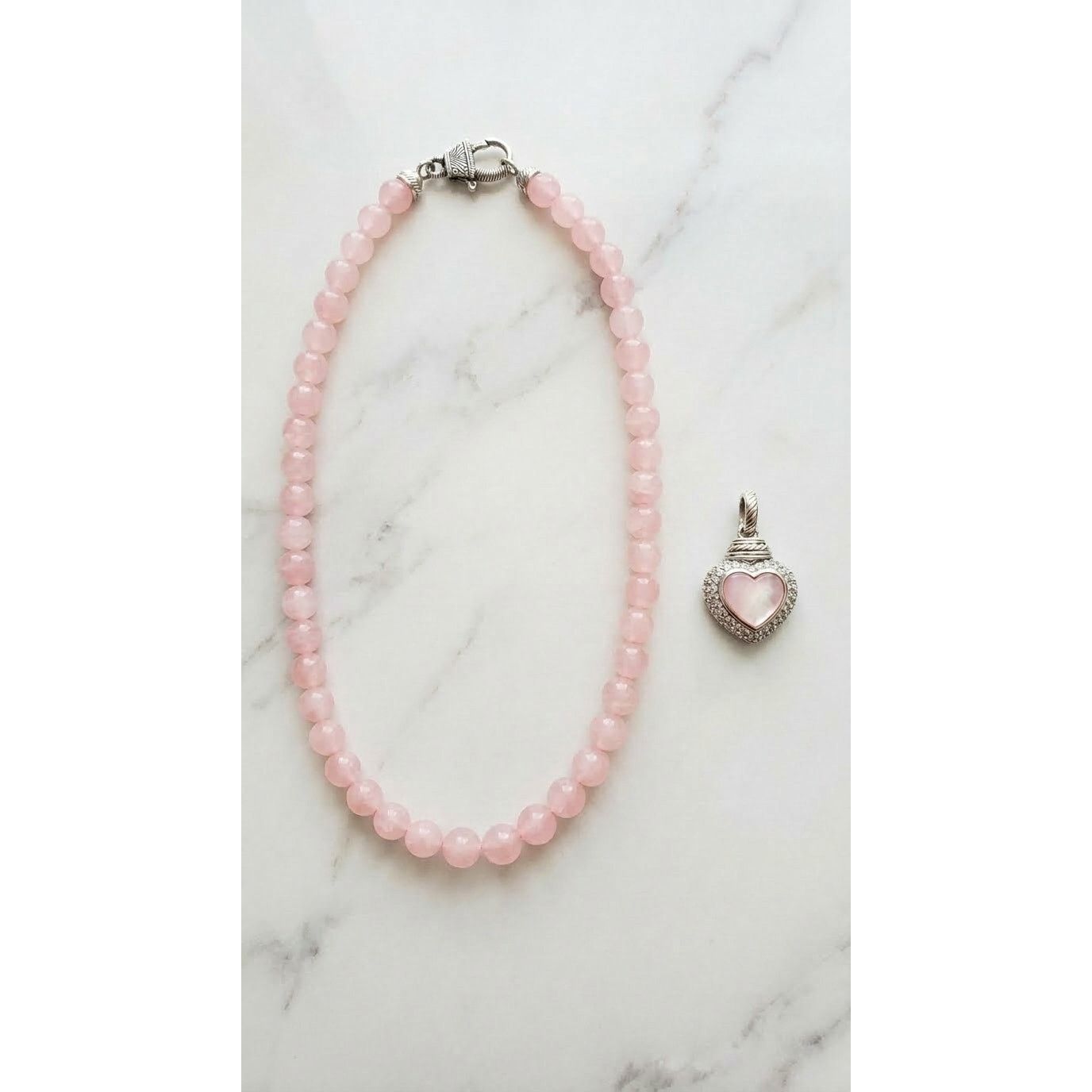 Judith Ripka Judith Ripka Sterling Silver Rose Quartz Heart Necklace Size ONE SIZE - 6 Thumbnail