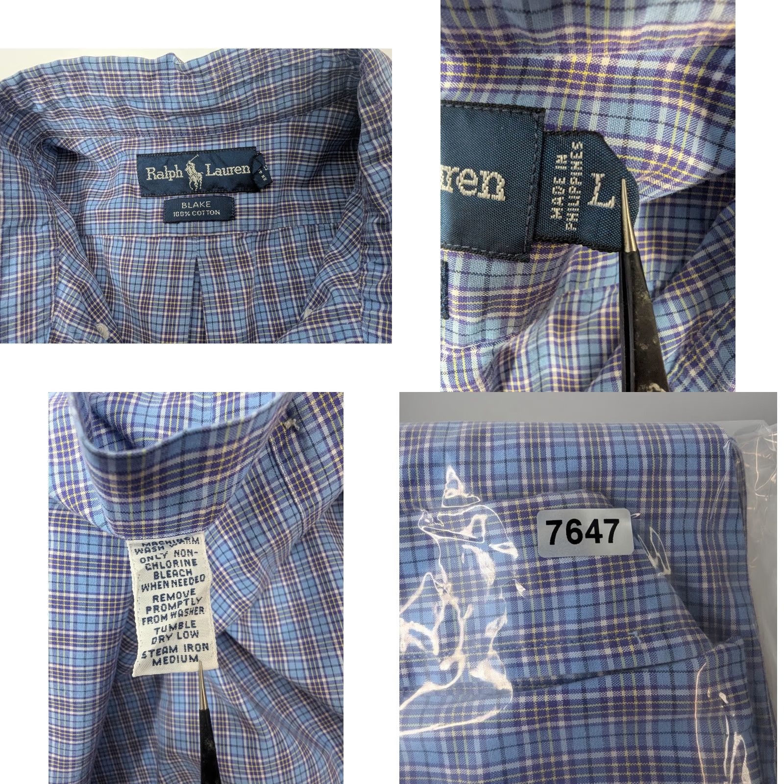 Ralph Lauren Ralph Lauren Blake Men's Large Long Sleeve Button-Down Shirt Plaid Blue Cotton Oxford / Breathable, Classic Fit, Regular, Button-Up, Collar Shirt Size US L / EU 52-54 / 3 - 8 Thumbnail