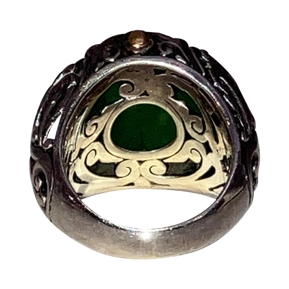 Designer 18 kt Sterling Jadeite Ornate Ring Size ONE SIZE - 5 Thumbnail