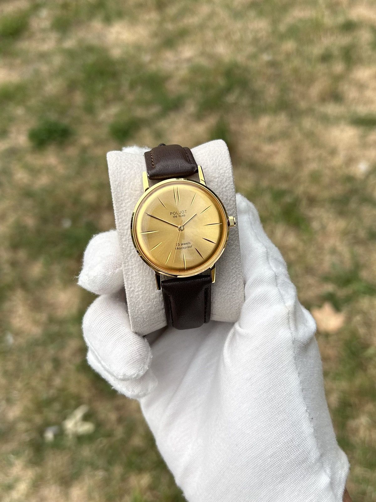 Vintage Vintage Watch Poljot De Luxe Gold USSR Mechanical 1980s Size ONE SIZE - 12 Thumbnail