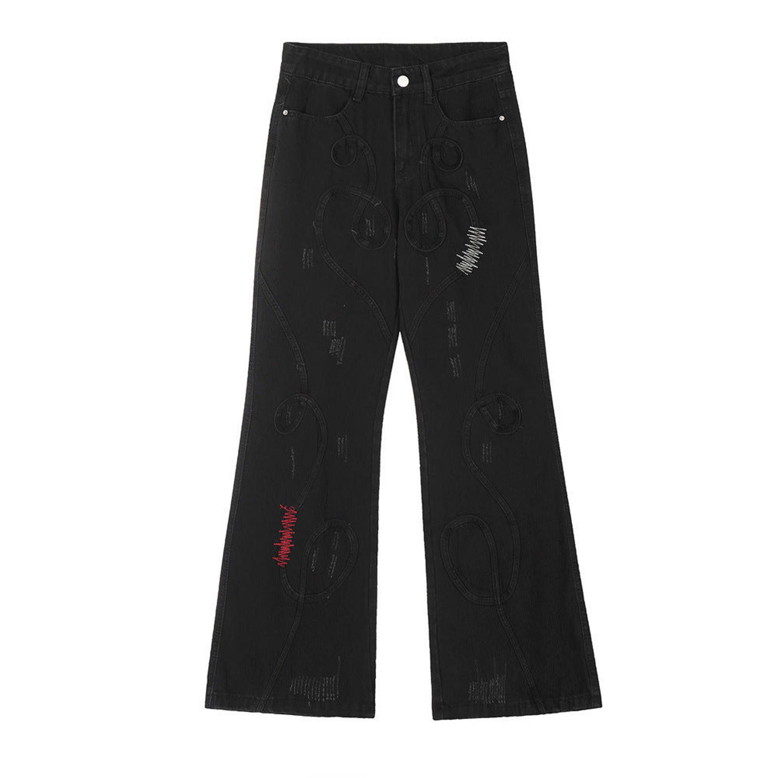 Jean Embroidered Swirl Wide Leg Jeans Size US 30 / EU 46 - 5 Thumbnail