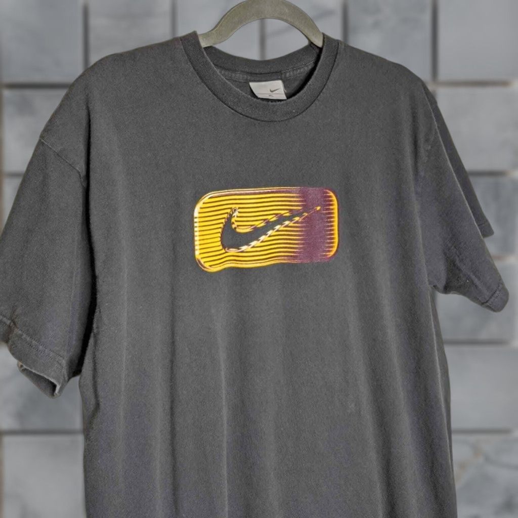 VINTAGE Nike Check Swoosh T-Shirt Gray XL Unisex Adults