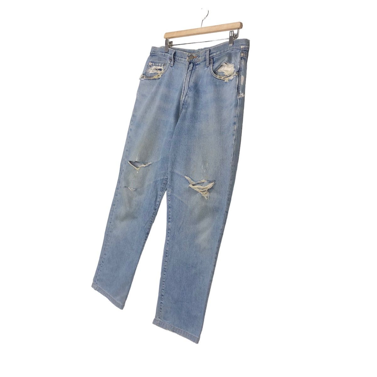 RRL Ralph Lauren 🔥VINTAGE SELVEDGES DENIM JEANS DOUBLE RL RRL DISTRESSED Size US 36 / EU 52 - 2 Thumbnail