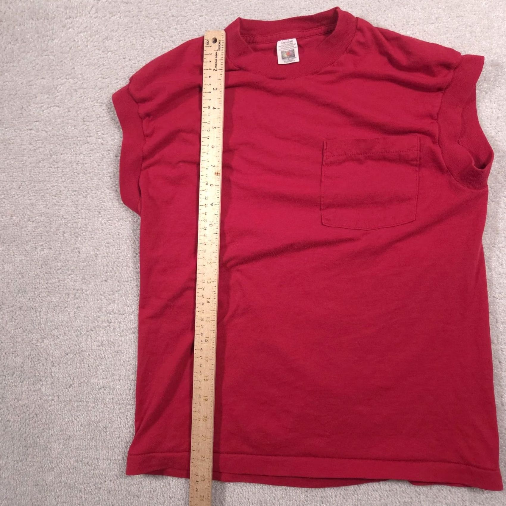 Fruit Of The Loom Fruit Of The Loom Shirt Mens Large Red Pocket Sleeveless Cutoff Tee Crewneck Size US L / EU 52-54 / 3 - 7 Thumbnail