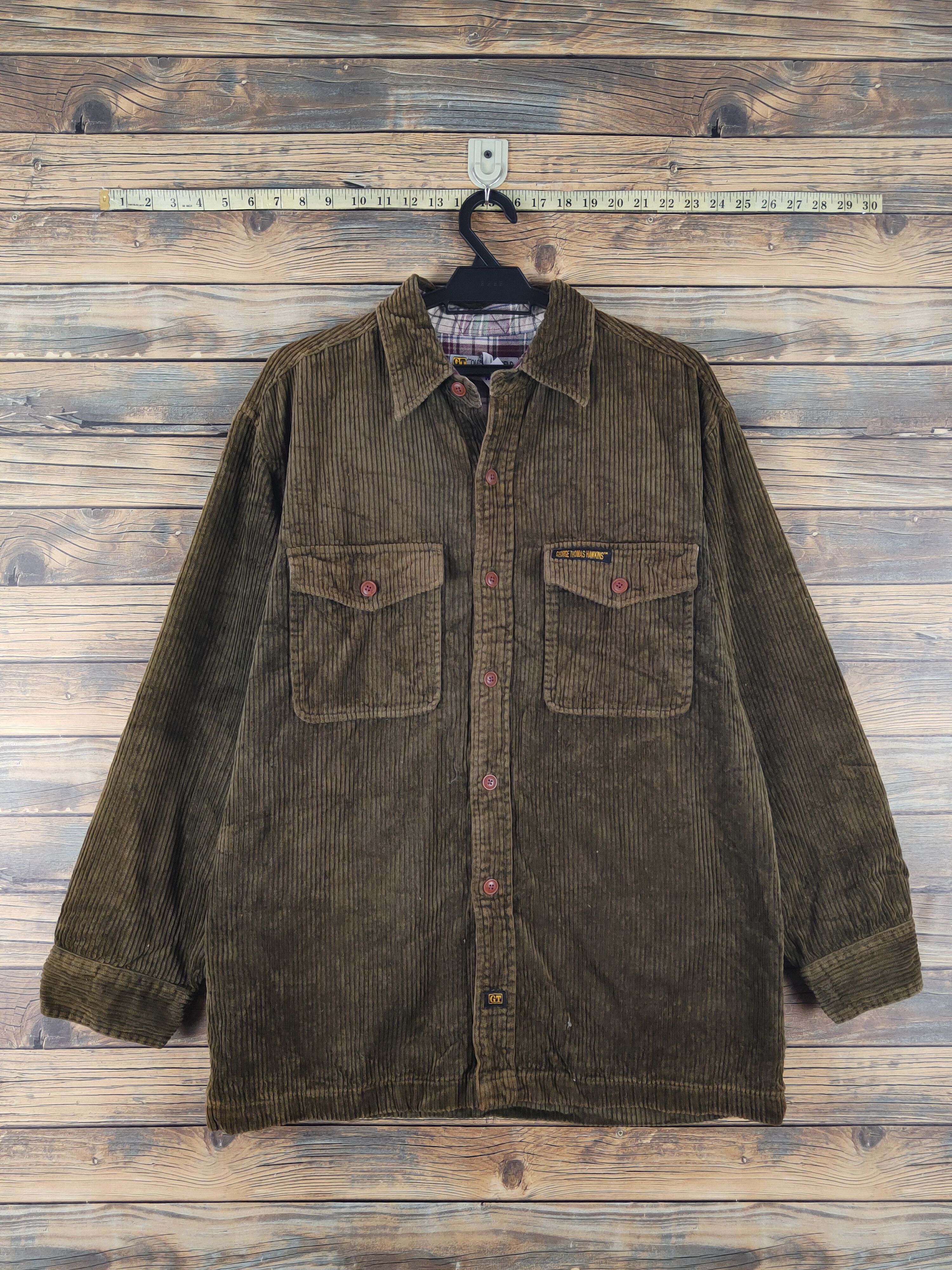Vintage George Thomas Hawkins Olive Corduroy jacket #W1758 Size US M / EU 48-50 / 2 - 1 Thumbnail