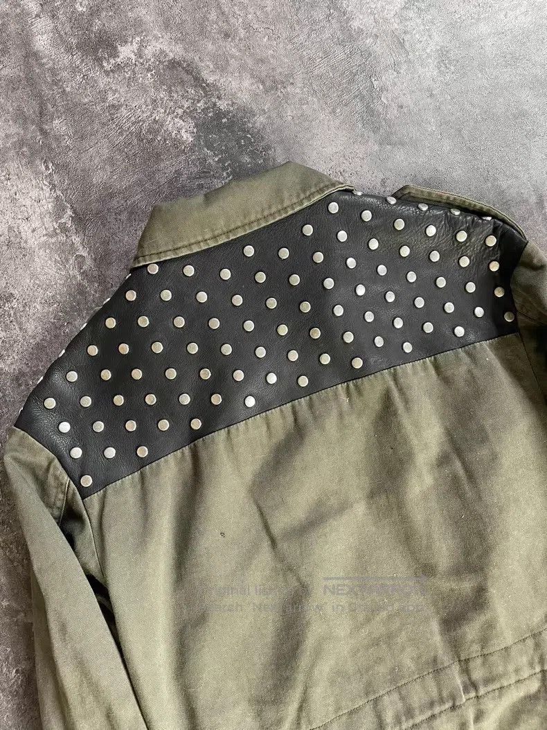 Saint Laurent Paris Saint Laurent Paris Olive Green Washed Studs Patched Leath Size XXS / US 00 / IT 34 - 4 Thumbnail