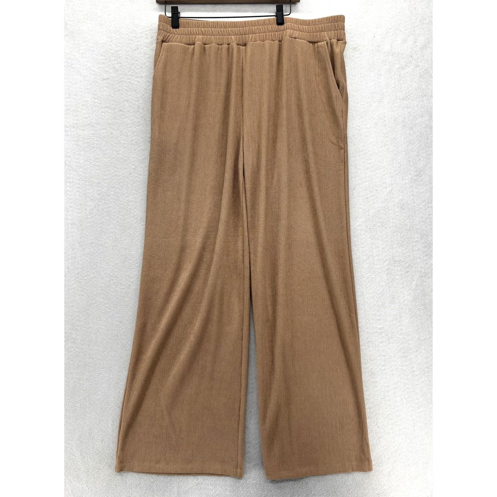 Vintage Christopher & Banks Knit Dress Pants Womens L Brown Elastic Waist Pockets Pull On Flat Front Solid 29in Inseam Stretch Casual Size 36" / US 14 / IT 50 - 2 Thumbnail