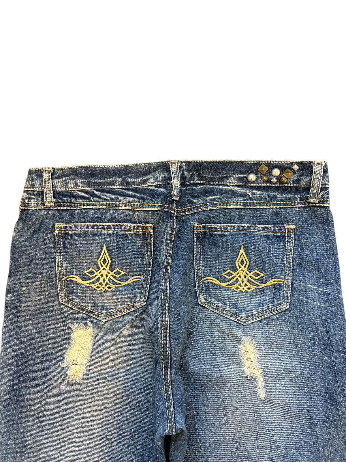 Hysteric Glamour Vintage Japanese Brand Rusty Wash Distress Flare Jeans Size 33" - 4 Thumbnail