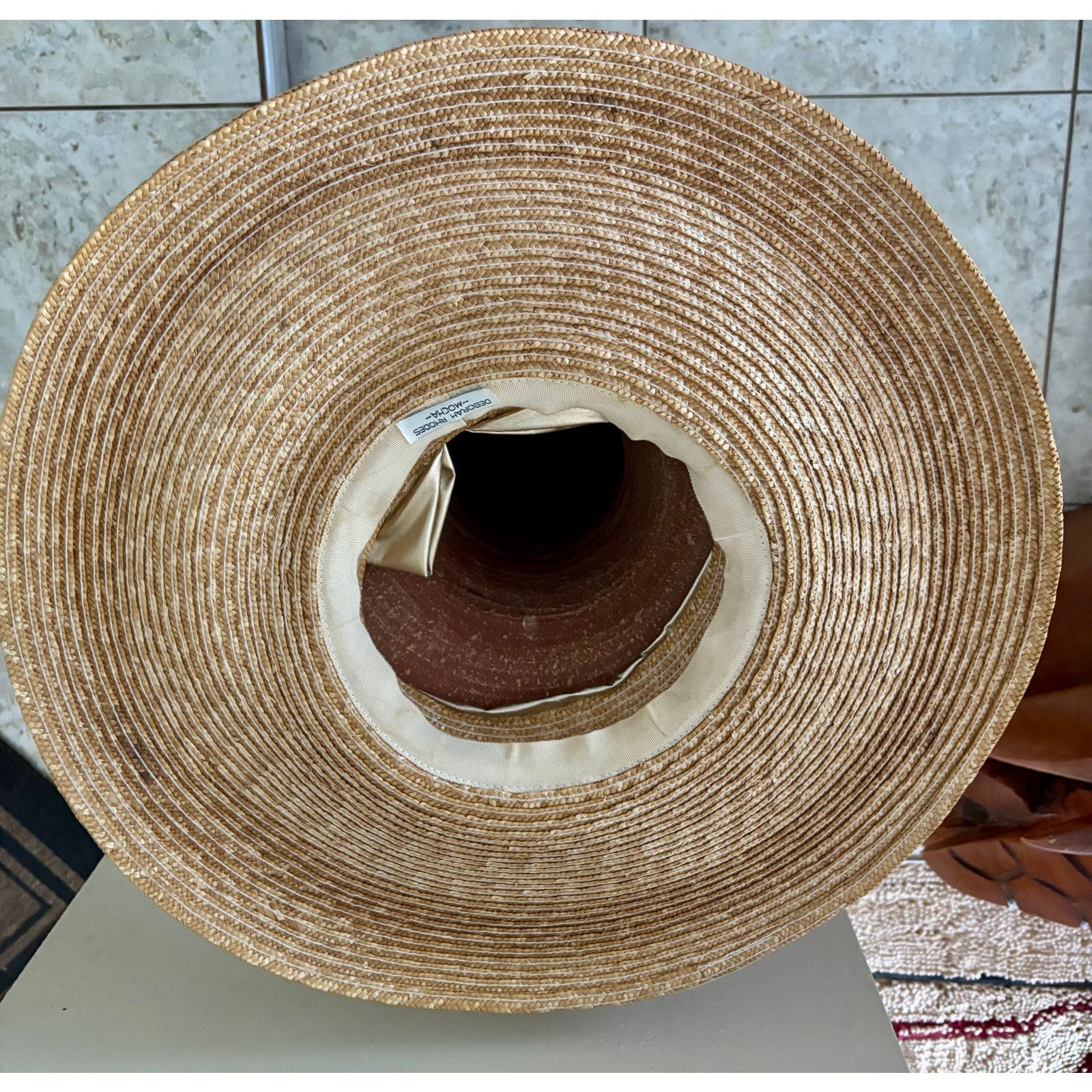 Vintage Vintage Deborah Rhodes Mocha Straw Hat Gold Metallic Bow Size ONE SIZE - 7 Thumbnail