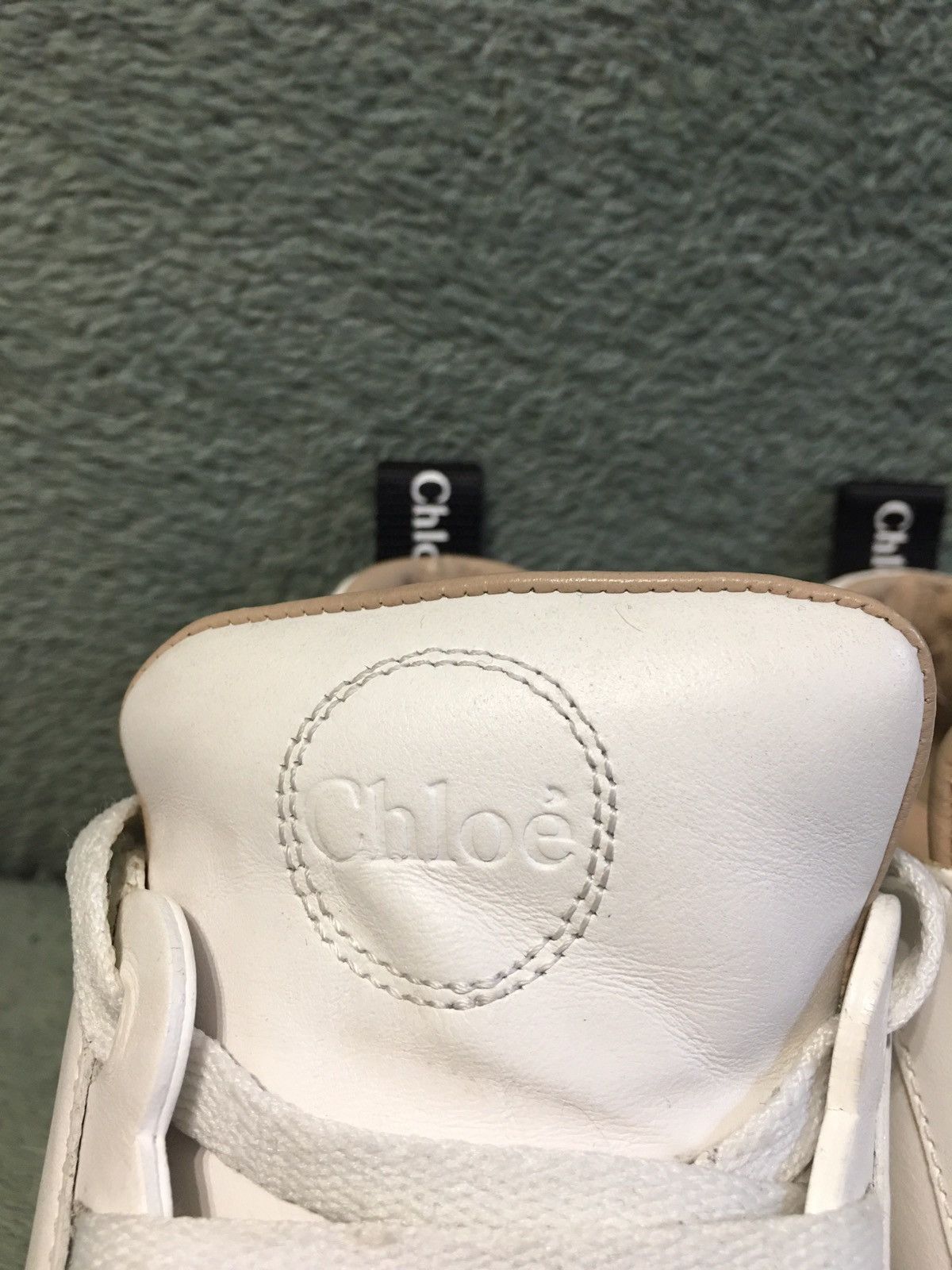 Chloé Lauren Scalloped Lace-up Sneakers White Leather EU 40