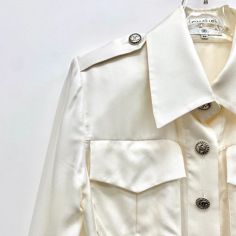 Chanel Chanel White Silk Long Sleeve Jacket -2505 Size US XXS / EU 40 - 3 Thumbnail