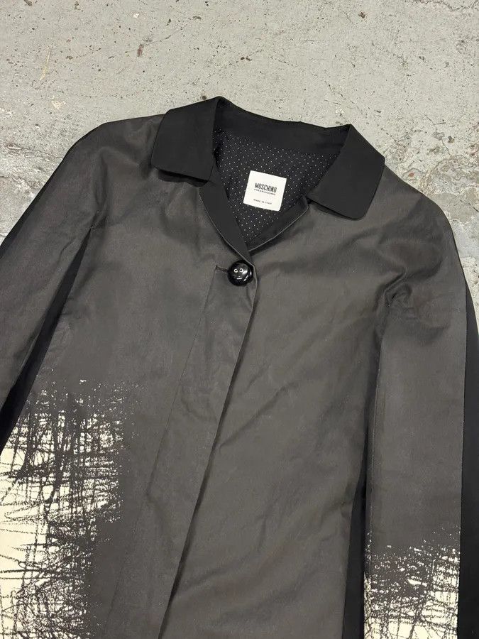 Moschino Moschino Black & White Contrast Sketch Print Trench Coat Size XS / US 0-2 / IT 36-38 - 8 Thumbnail