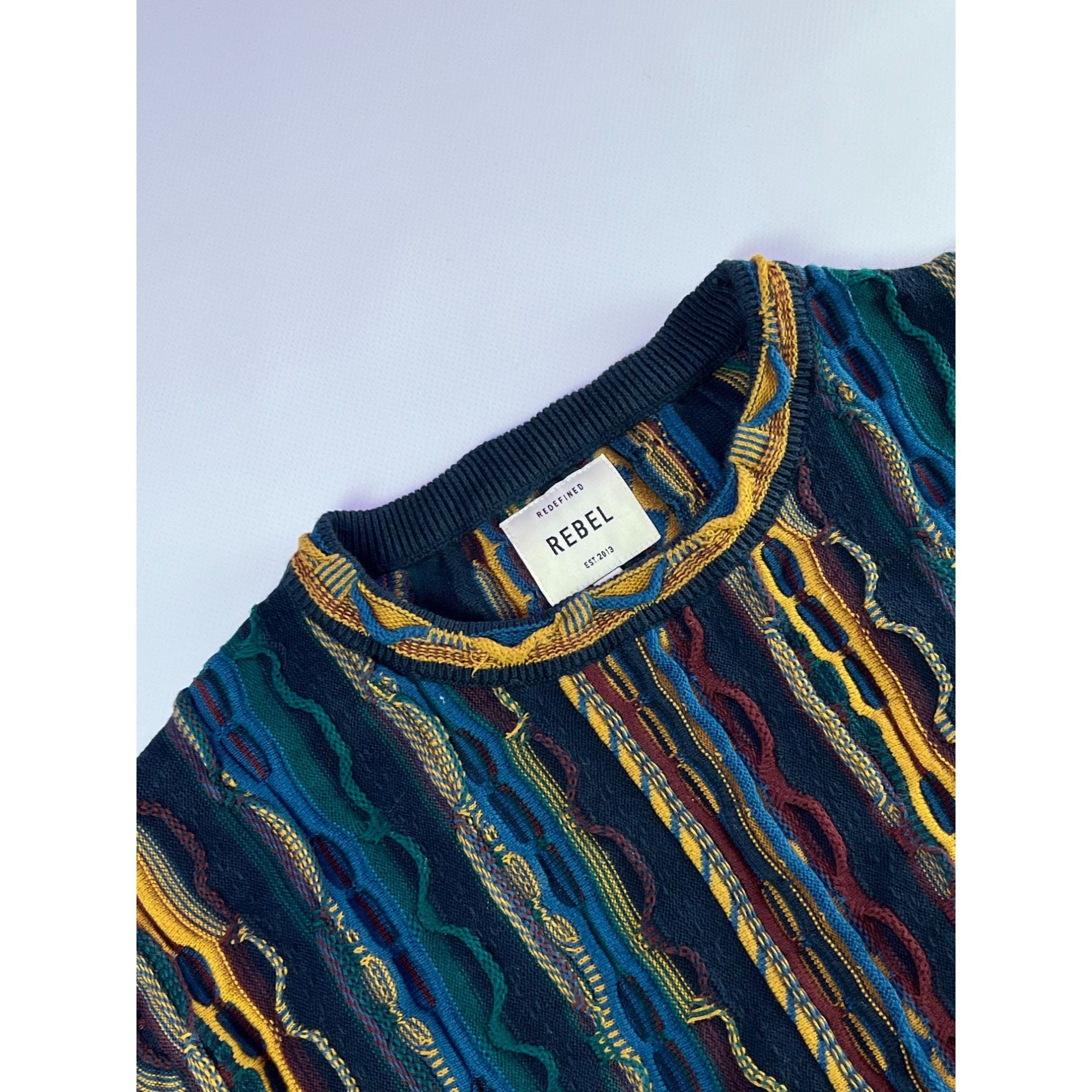 Rare Coogi Style Knitted Multicolor Sweater By Rebel