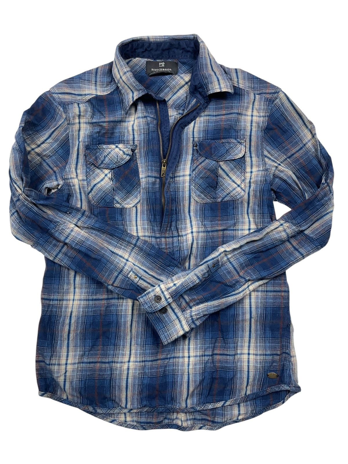 Flannel × Scotch & Soda × Vintage Vintage Scotch & Sode 1/2 Zip Flannel Shirt y2k Size US S / EU 44-46 / 1 - 2 Thumbnail