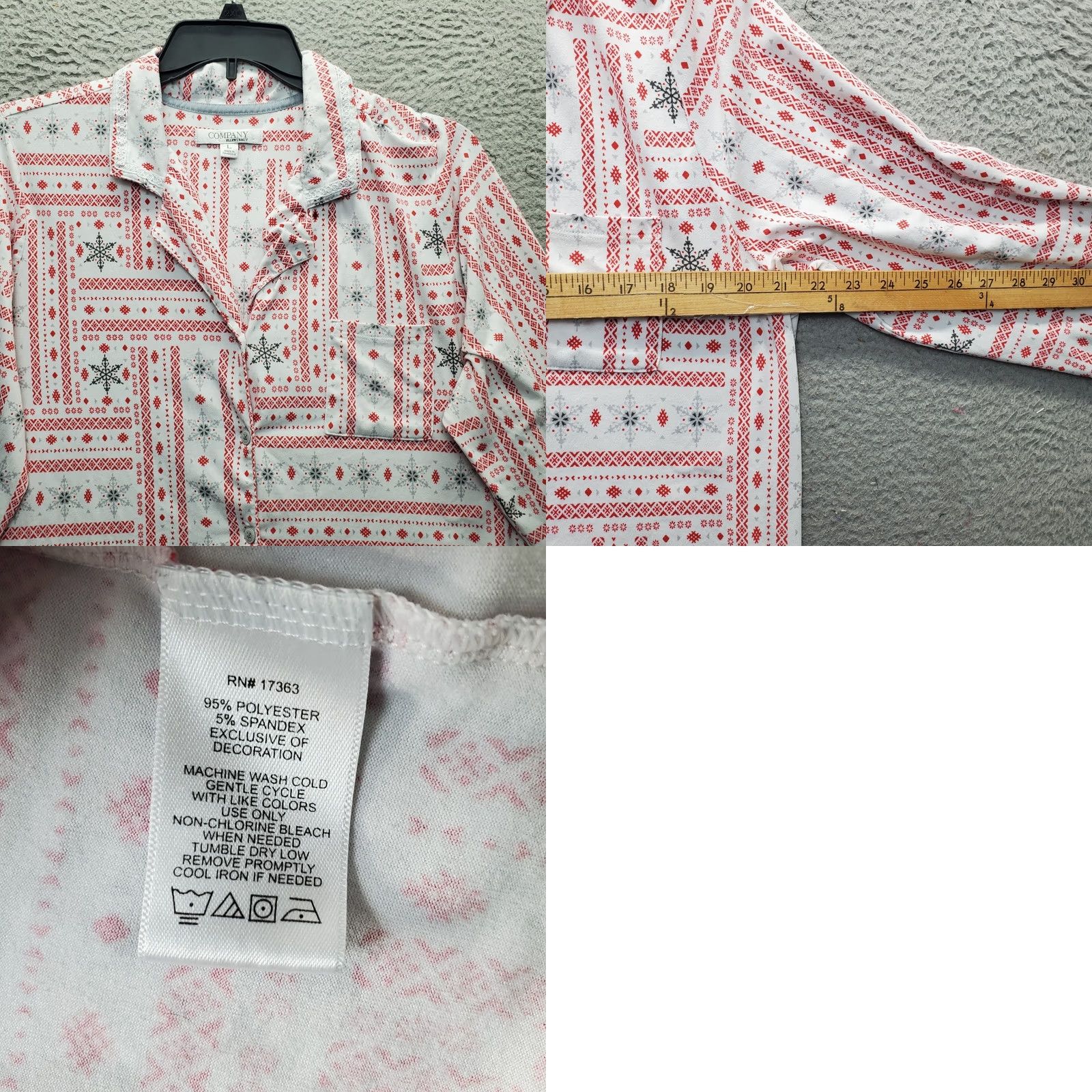 Ellen Tracy Ellen Tracy Pajama Set Womens L Multicolor Snow Flag Print Winter Button Front Size ONE SIZE - 9 Thumbnail