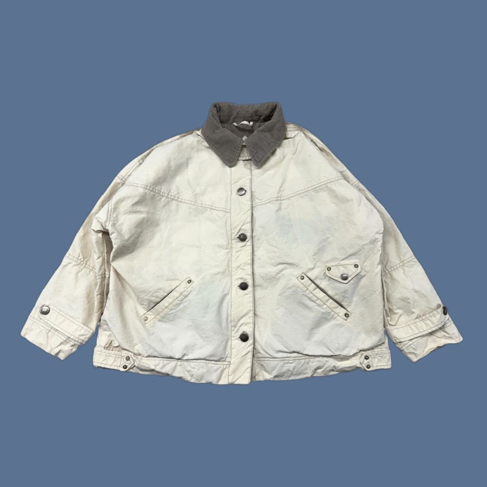VINTAGE Free People We The Free Cori Waxed Jacket Barn Chore Coat Ivory Women Size Small